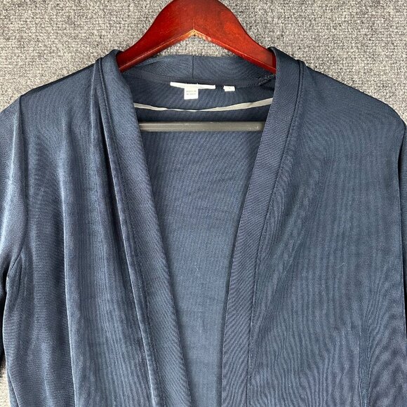 Chicos Cardigan Womens Small Navy Blue Stretch Knit Open Crop Short - Picture 3 of 7